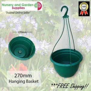 270mm Hanging Baskets Saucerless Green - for more info go to nurseryandgardensupplies.com.au